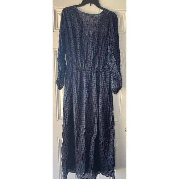 Rabens Saloner V Neck Long Sleeve Shoulder Cutout Maxi Dress EMMY In Navy/black - Picture 5 of 9